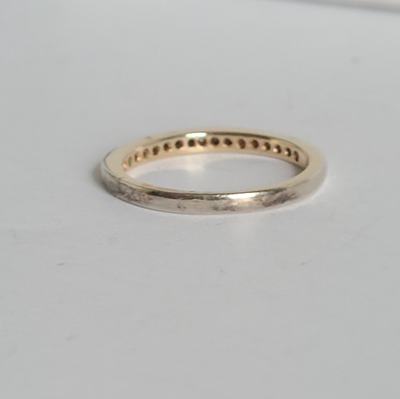 Dainty Rose Gold Plated Sterling Silver CZ Crystal Thin Band Ring 7 - Picture 7 of 12